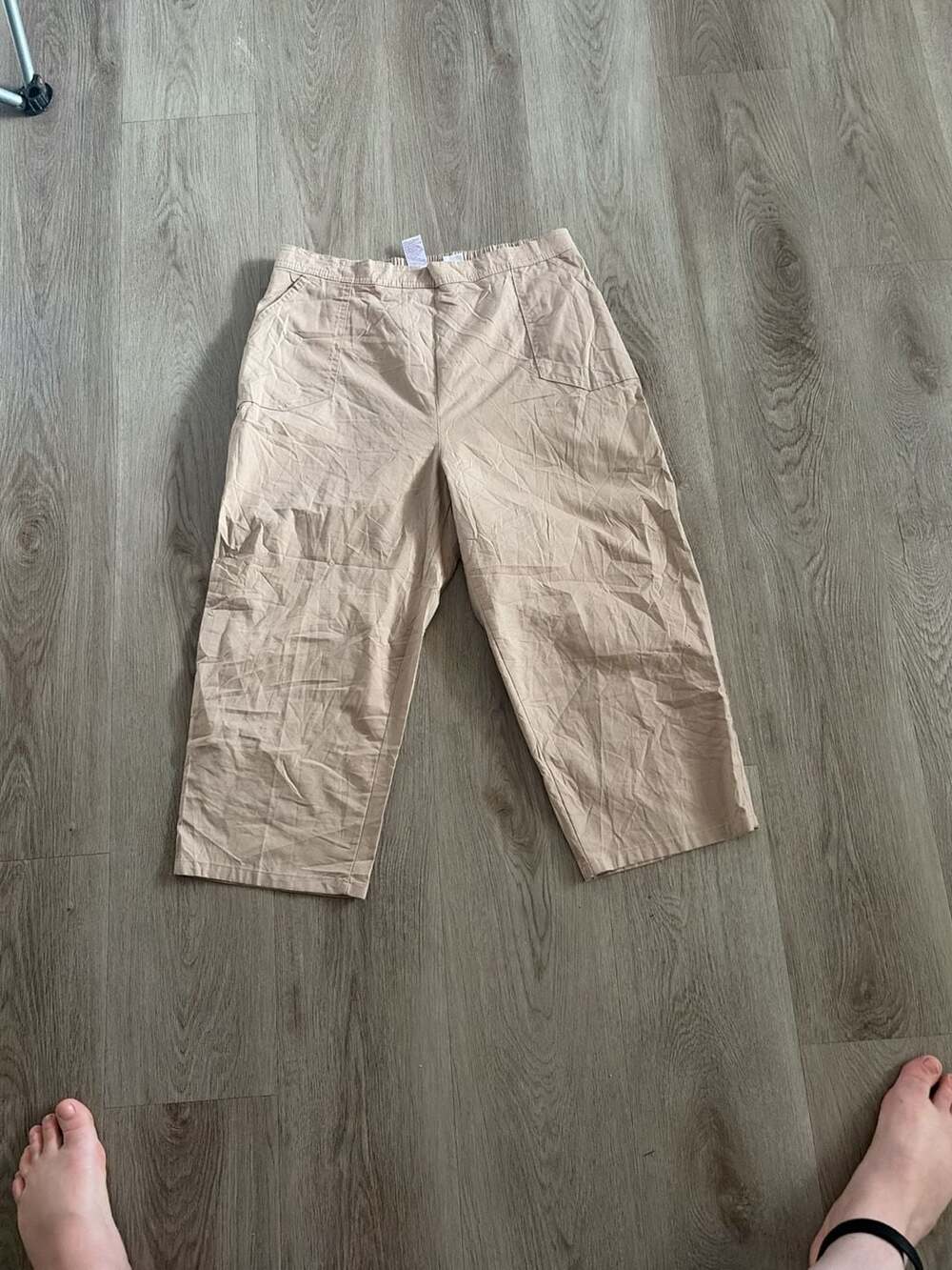 Alia Pants Size 12 Beige Cotton Blend Cropped Pull-On